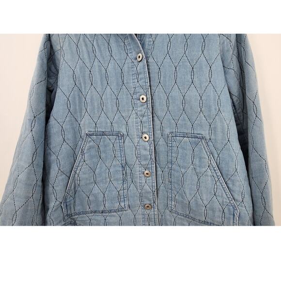 J. Jill Quilted Chambray Barn Jacket Size XS Petite Blue - Picture 5 of 9